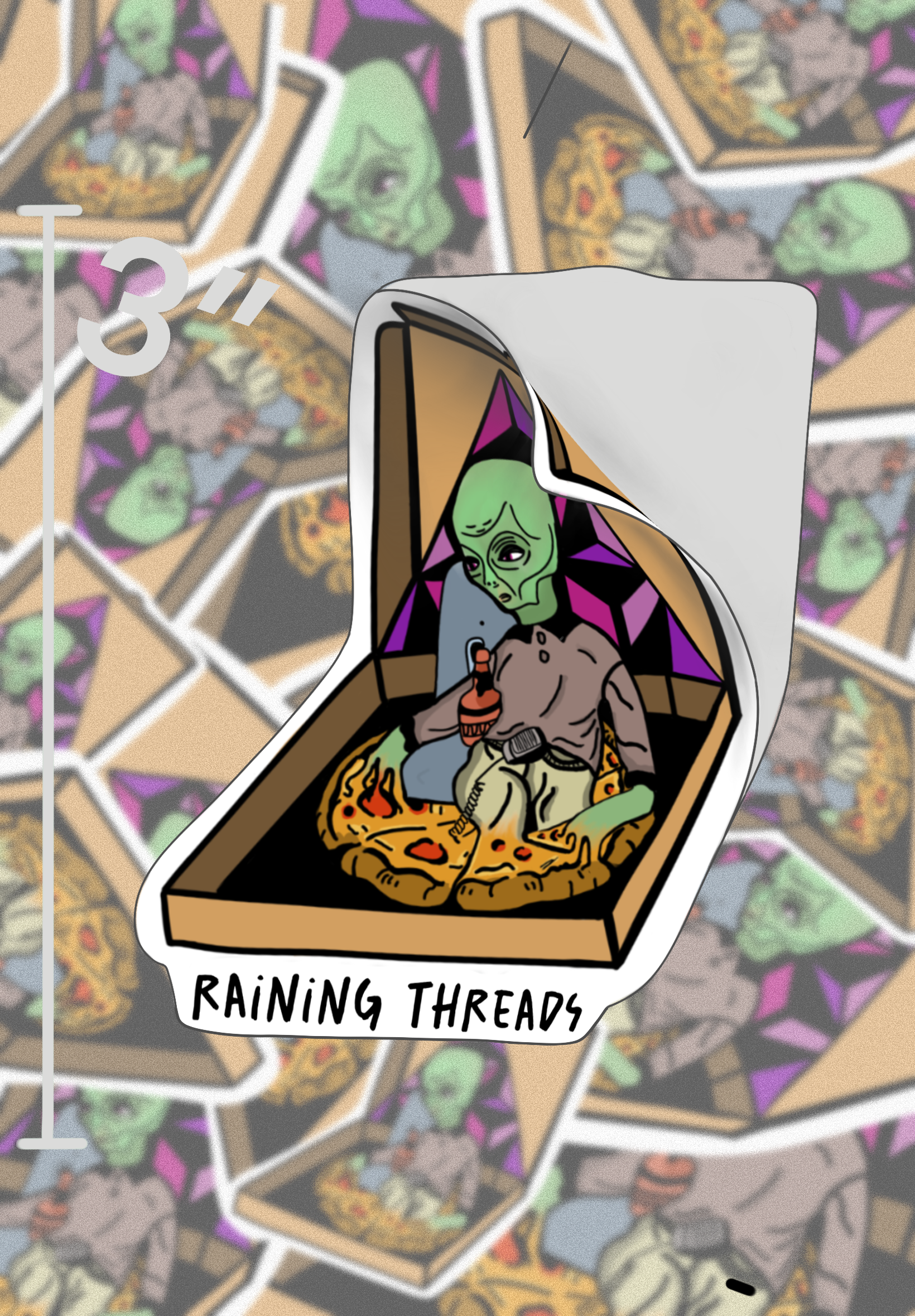 Alien Pizza Sticker