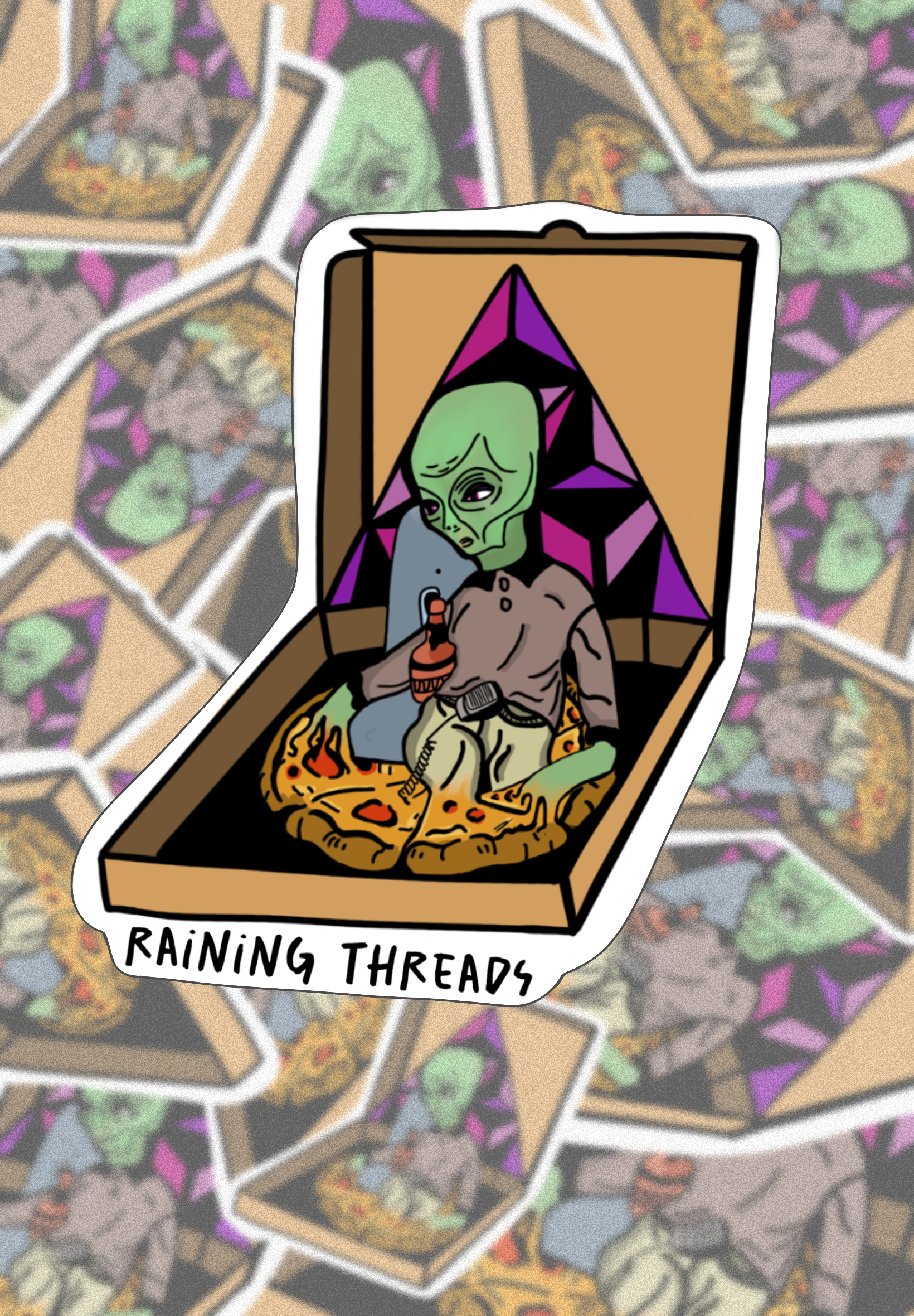 Alien Pizza Sticker